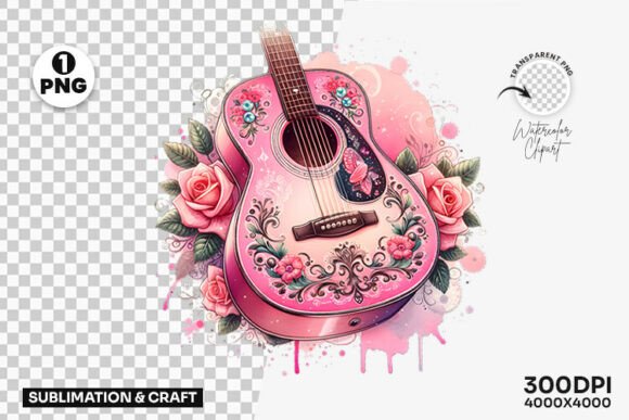 Blending Rustic Charm with Feminine Flair: The Rise of the Cowgirl Pink Floral Guitar Clipart PNG