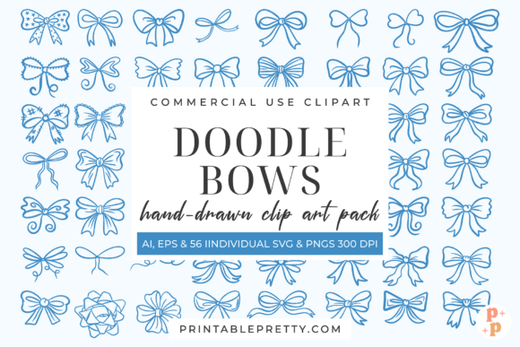 Doodle Bows SVG Hand Drawn Clipart: Elevate Your Creative Projects with Charm