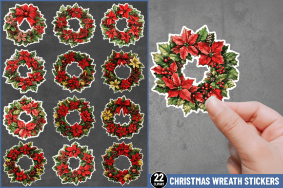 Elevating Digital and Physical Crafts with the Christmas Wreath Stickers Clipart Bundle