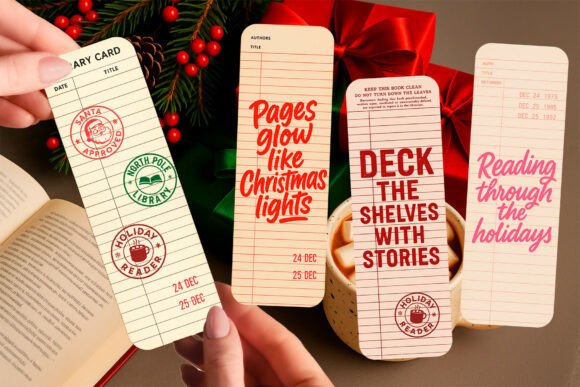 Evaluating the Christmas Retro Library Bookmark PNG for Holiday Projects