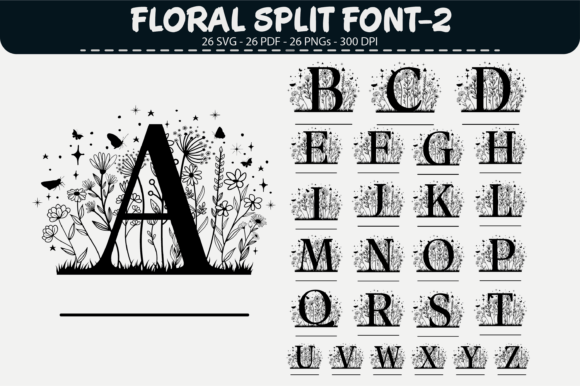 Floral Split Alphabet – 26 Designs: Elevating Personalization in the Digital Craft Era