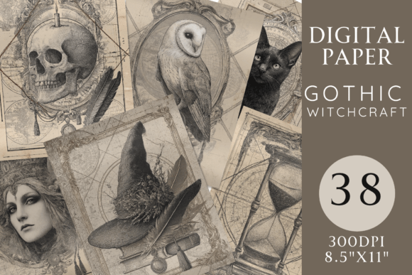 Gothic Witchcraft Paper Pack: Dark Digital Art