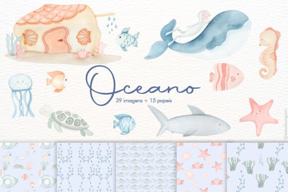 Ocean Clip Art and Digital Paper Seabed