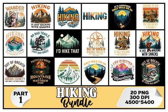 Outdoor Adventure Hiking PNG Bundle