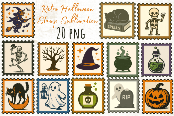 Retro Halloween Stamp PNG Sublimation Guide