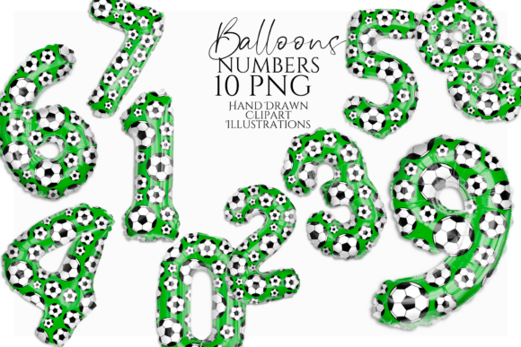 Soccer Balloon Numbers PNG Clipart Set: Elevating Sports Celebrations