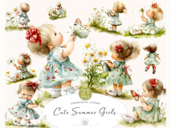 Summer Baby Girls Clipart Set: A Creative Essential