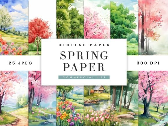 Watercolor Spring Digital Paper Pack: Bringing Fresh Creativity to Your Projects