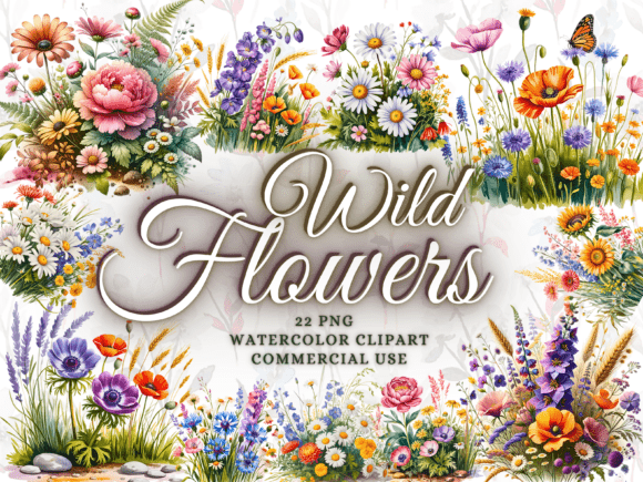 Watercolor Wild Flowers Clipart PNG Guide