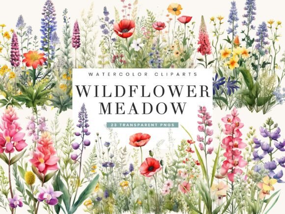 Wildflower Meadow Clipart Bundle